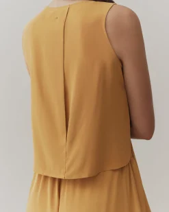 Cuyana Washable Silk Cropped Overlay Tank* Clothing